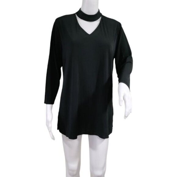 Ellen Tracy V-Neck Tunic with3/4 Sleeves Choker Accent L - Picture 3 of 14